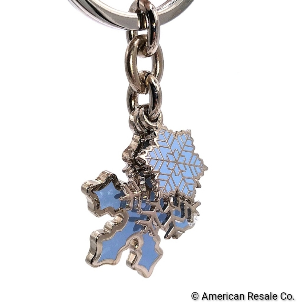 COACH Vintage Sky Blue Multi Snowflake Keychain Fob Purse Charm - Picture 2 of 6